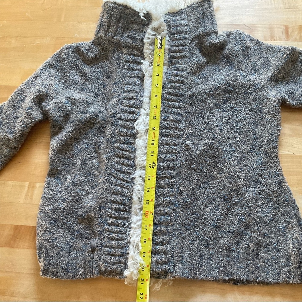 Cozy Ponsesa Faux Fur Trim Sweater Jacket Boho Sherpa Cardigan Coat Size L - Picture 14 of 16